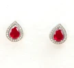 Bright Red Teardrop Cubic Zirconia Stud Earrings