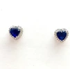 Navy Blue Heart Cubic Zirconia Stud Earrings