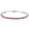 Rhodium-Plated 3.5mm Light Pink Rhinestone Stretch Bracelet