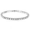 Rhodium-Plated 3.5mm Opal White Rhinestone Stretch Bracelet