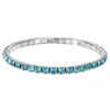 Rhodium-Plated 3.5mm Lake Blue Rhinestone Stretch Bracelet