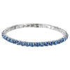Rhodium-Plated 3.5mm Light Blue Rhinestone Stretch Bracelet
