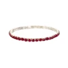 Rhodium-Plated 3.5mm Magenta Rhinestone Stretch Bracelet