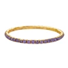 Gold-Plated 3.5mm Lotus Purple Rhinestone Stretch Bracelet