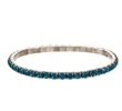 Silver-Plated 3.5mm Peacock Blue Rhinestone Stretch Bracelet