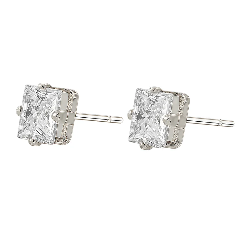 5x5mm Square Clear CZ Stud Earrings