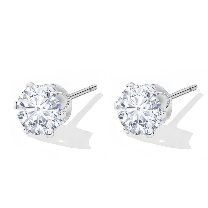 6mm Round Clear CZ Stud Earrings