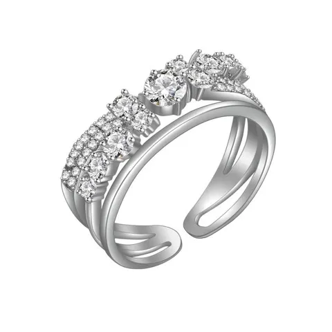 White-Tone Cubic Zirconia Wedding-Style Ring — Wholesale