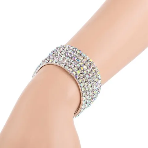 3.5mm Color Mixed Rhinestone Stretch Bracelets 6pcs Set Wholesale — photo 3