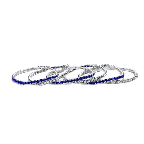 3.5mm Color Mixed Rhinestone Stretch Bracelets 6pcs Set Wholesale — photo 6