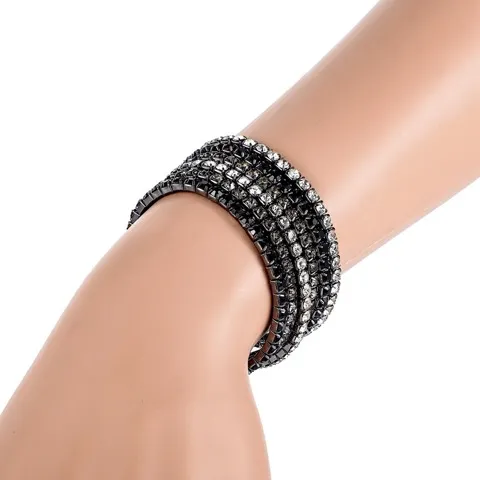 3.5mm Color Mixed Rhinestone Stretch Bracelets 6pcs Set Wholesale — photo 5