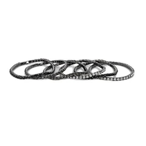 3.5mm Color Mixed Rhinestone Stretch Bracelets 6pcs Set Wholesale — photo 4