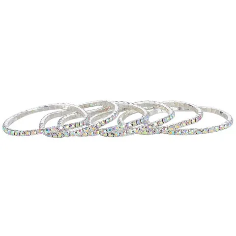 3.5mm Color Mixed Rhinestone Stretch Bracelets 6pcs Set Wholesale — photo 2