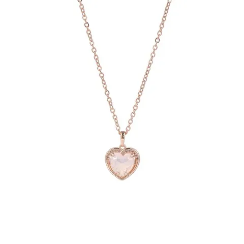 Cubic Zirconia Heart Pendant Necklace Opal Crystal