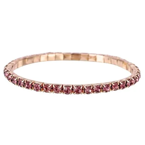 1Row 3.5MM Rose Lt Amethyst rhinestone stretch bracelet cheap wholesale