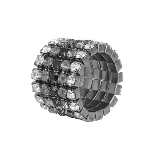 5 Row Gun Ring Hematite Mix Color Crystal Rhinestone