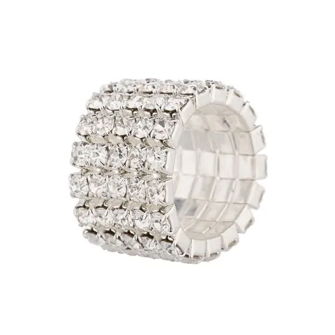 Five Rows IR Crystal Rhinestone Stretch Fashion Finger Ring Wholesale