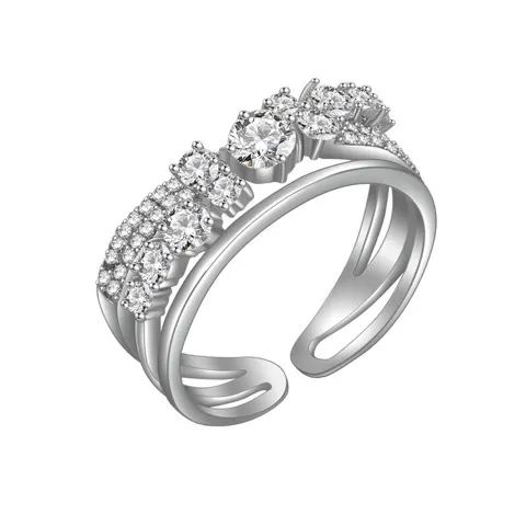 White-Tone Cubic Zirconia Wedding-Style Ring — Wholesale — photo 2