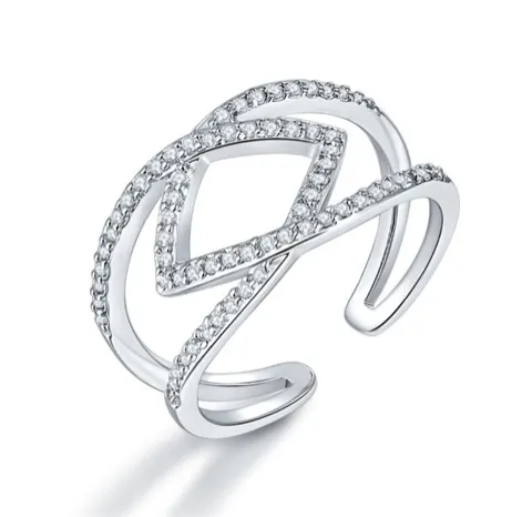 White-Tone Cubic Zirconia Engagement-Style Ring — photo 2