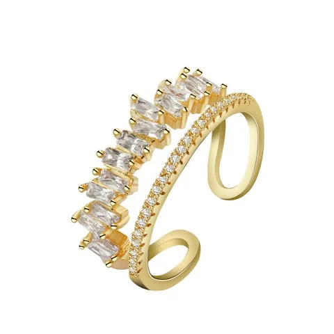 Engagement Ring C Shaped Cubic Zirconia, Gold and White — photo 2