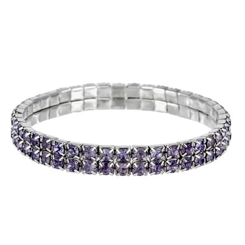 Bangle Bracelet Amethyst Rhinestone 2 Row, Multicolor