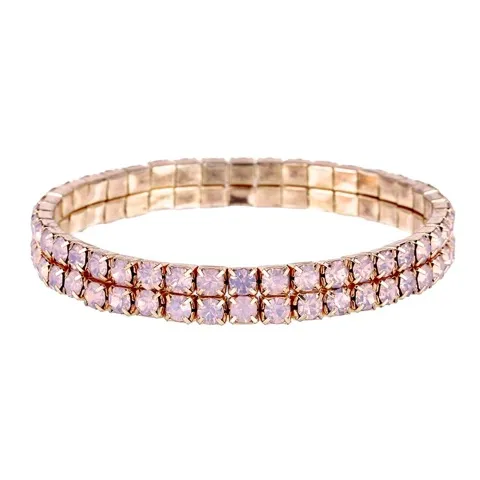 Stretch Bracelet Rose Gold Opal Rhinestone 2 Row