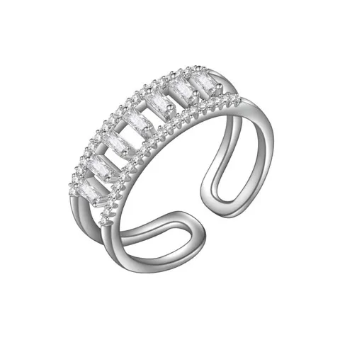 Adjustable CZ Wedding Ring — White-Tone Finish