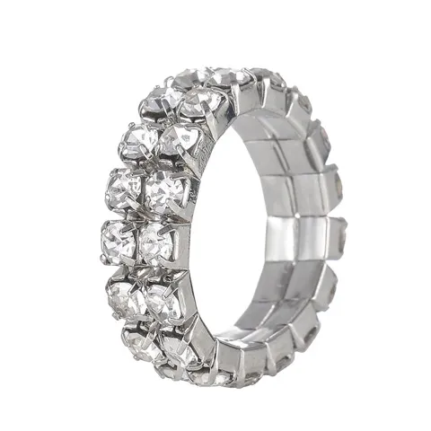 Cheap Two-Rows Crystal Rhinestone Stretch Ring Wholesale — photo 2
