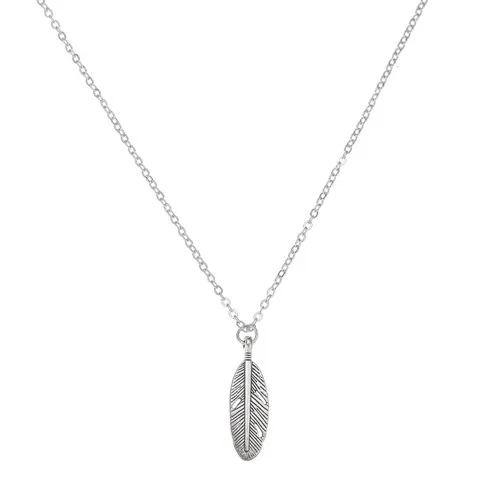 Rhodium Plated Mini Feather Pendant Necklace Wholesale Cheap Price — photo 2