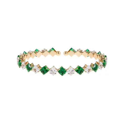 Bracelet Emerald Cut Square Crystal Cubic Zirconia Coil Bangle