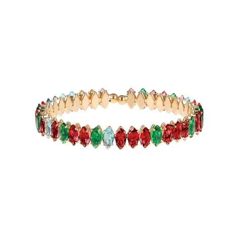 Cubic Zirconia Coil Bracelet Bangle Shiny High Quality Colored Horse Eyes