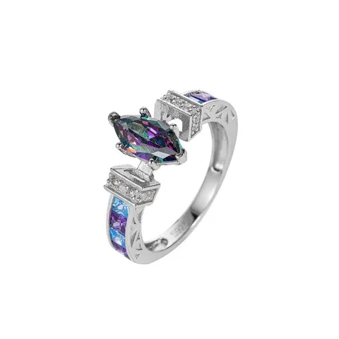 Cubic Zirconia Ring 925 Sterling Silver Eye Shaped — photo 2