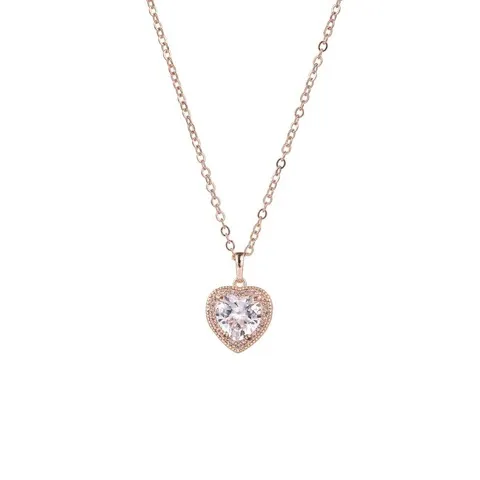 Cubic Zirconia Necklace with Small Heart Pendant