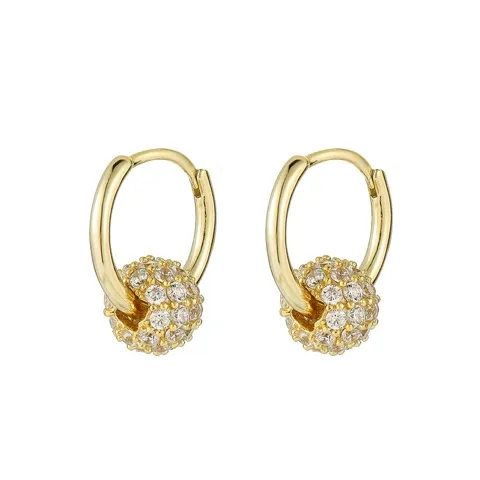 Cubic Zirconia Round Ball Dangle Hoop Earrings — 3420034 — photo 2