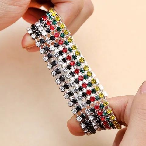 3.5MM Rhinestone Stretch Bracelets — Multiple Color Combinations, Wholesale — photo 4