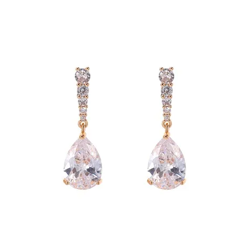 Simple design water drop zircon earrings delicate drop earrings,Custom plating color — photo 2