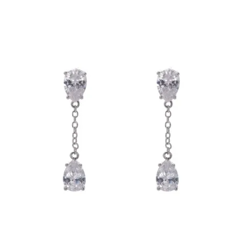 Simple Design Water Drop Shape Shiny Zircon Drop Earrings — Custom Plating Color — photo 4