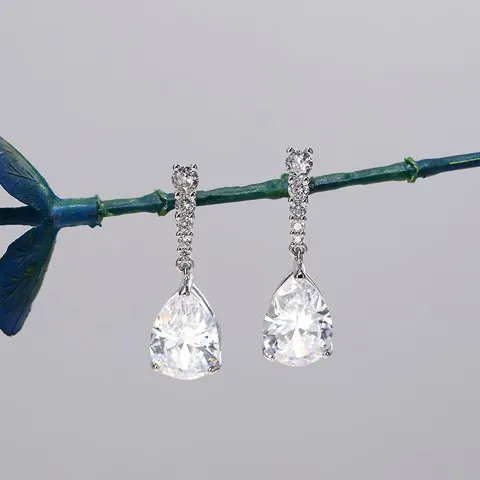 Simple design water drop zircon earrings delicate drop earrings,Custom plating color — photo 5
