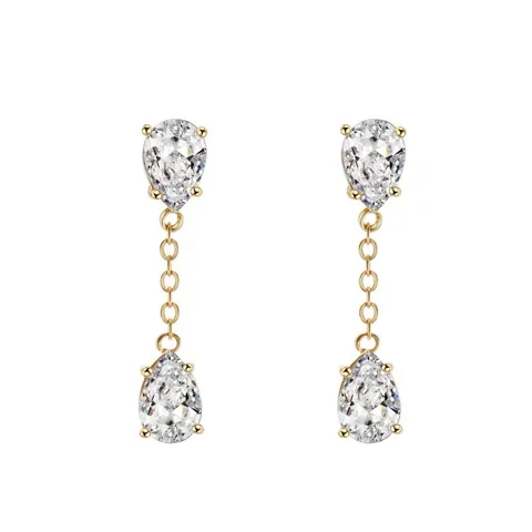 Simple Design Water Drop Shape Shiny Zircon Drop Earrings — Custom Plating Color — photo 2
