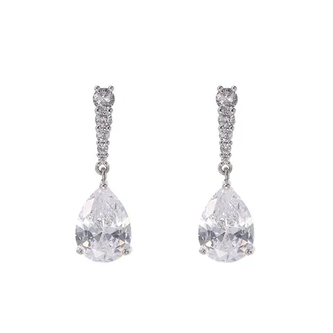 Simple design water drop zircon earrings delicate drop earrings,Custom plating color — photo 4