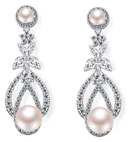 Retro Pearl Zircon Drop Earrings — Custom Plating Color — photo 4