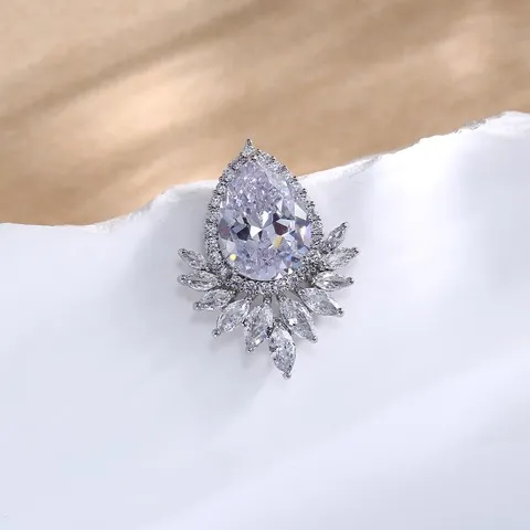 trendy waterdrop-shaped cubic zirconia earrings , Custom stone colors/plating color — photo 3