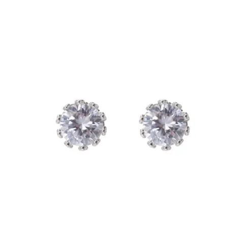 Crown Zircon Stud Earrings – Simple Elegance, Custom stone size — photo 6