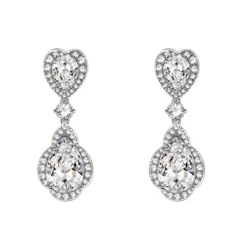 Heart design Water drop zircon earrings shiny drop earrings,Custom plating color — photo 4