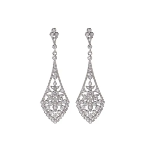 Retro Hollow-Design Dangle Earrings with Zirconia Stones — Custom Plating Color — photo 3