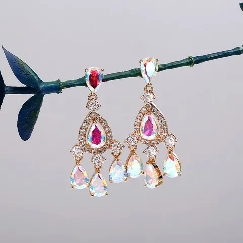 Exquisite Vintage-Style Zircon Fashion Earrings — Custom Plating Color