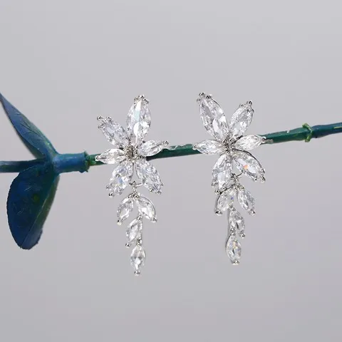 Light Luxe Zircon Bridal Earrings, Fashion Accessories Wholesale — Customizable