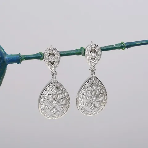 Luxury Zircon Wedding Drop Earrings with CZ — Customizable