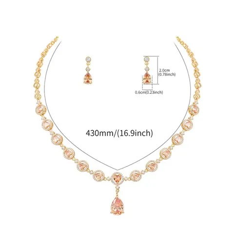 Cubic Zirconia Necklace and Earring Set for Wedding-Custom Stone Color — photo 4