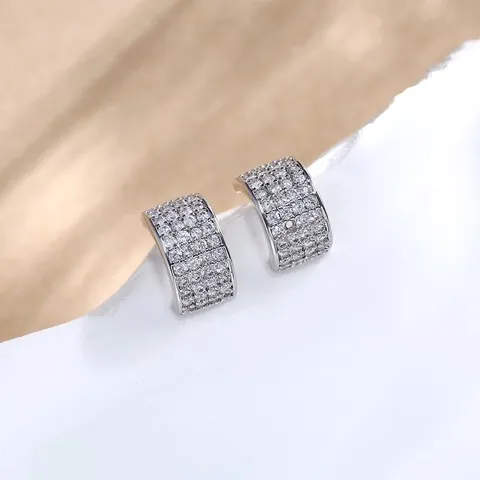 Curved full shiny zircon stud earrings – Simple Elegance, Custom size — photo 2